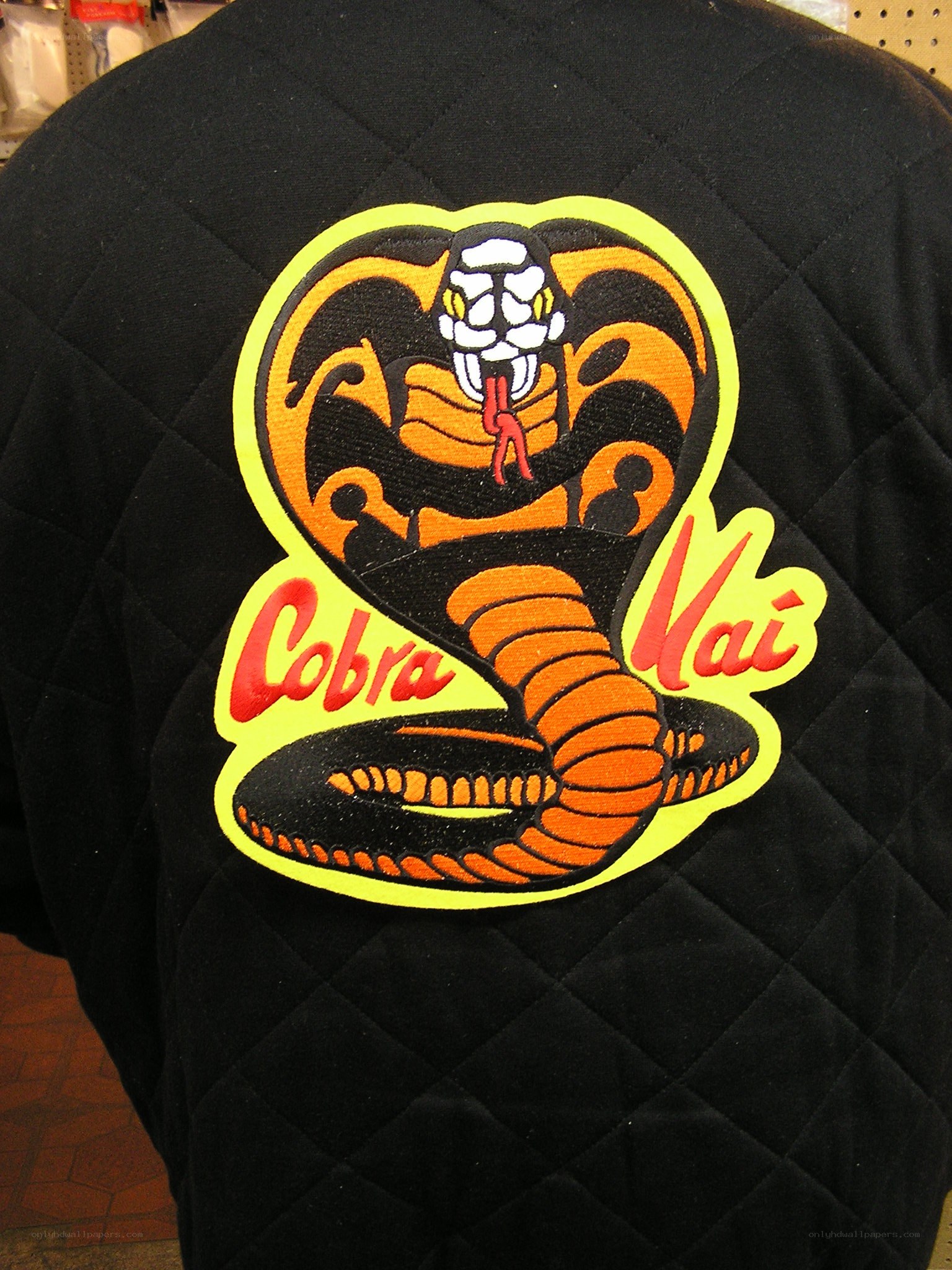 Cobra Kai patch on jacket
