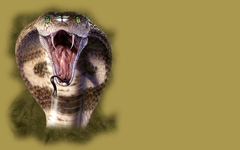 Cobra with Open Mouth — Green
