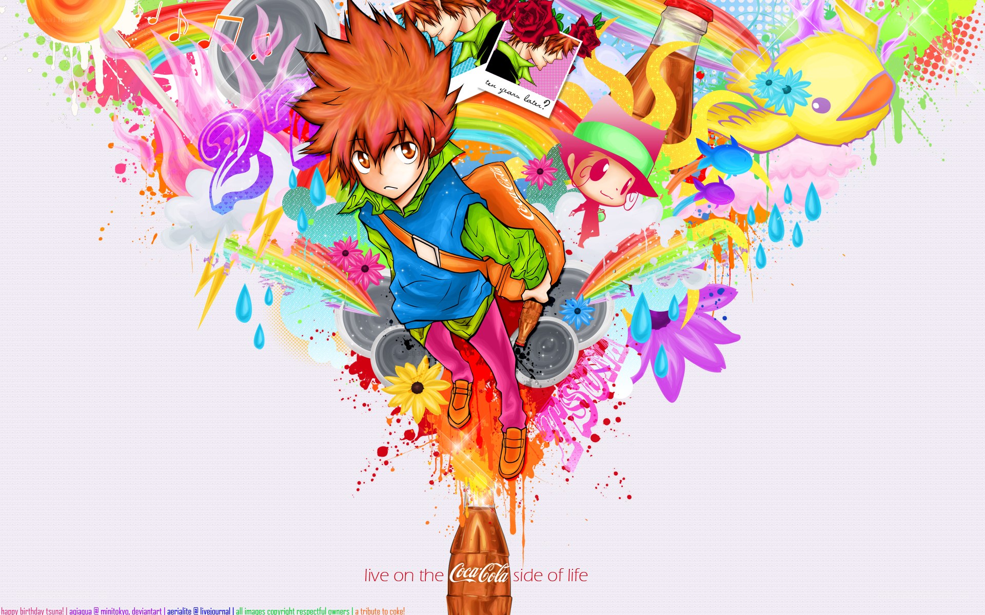 Coca-Cola anime art collage