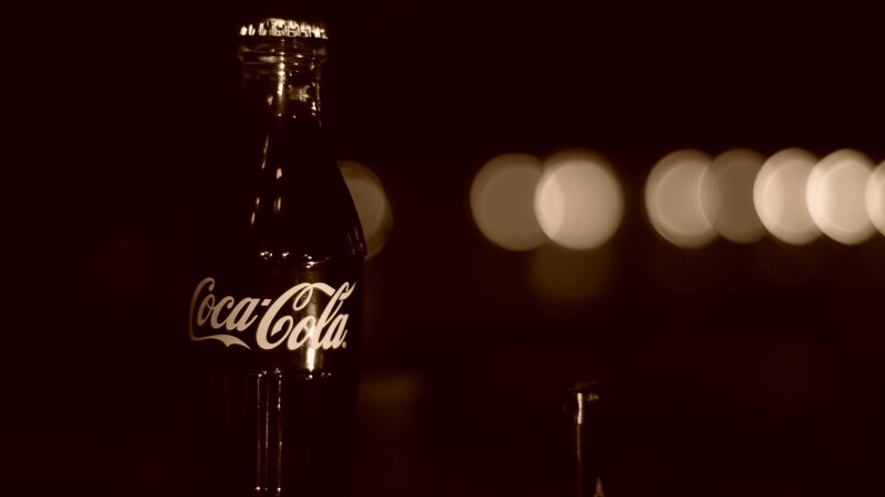 Coca-Cola Bottle — Brown, Dark, Night, Photograph, Light Bokeh