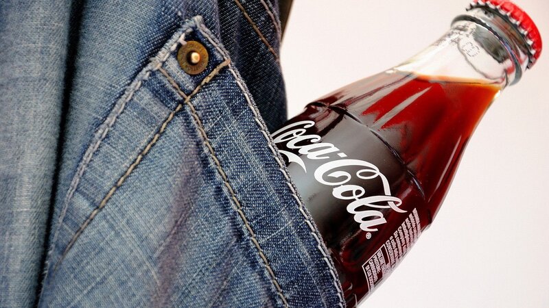 Coca-Cola Bottle in Pocket — Blue, Neutral