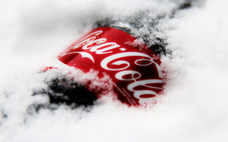 Coca-Cola bottle in snow