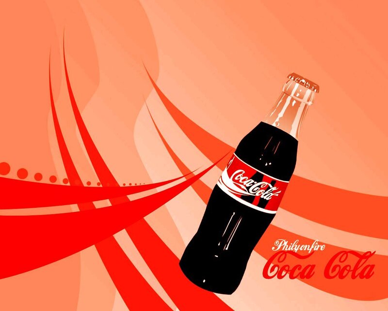 Coca-Cola bottle on red background