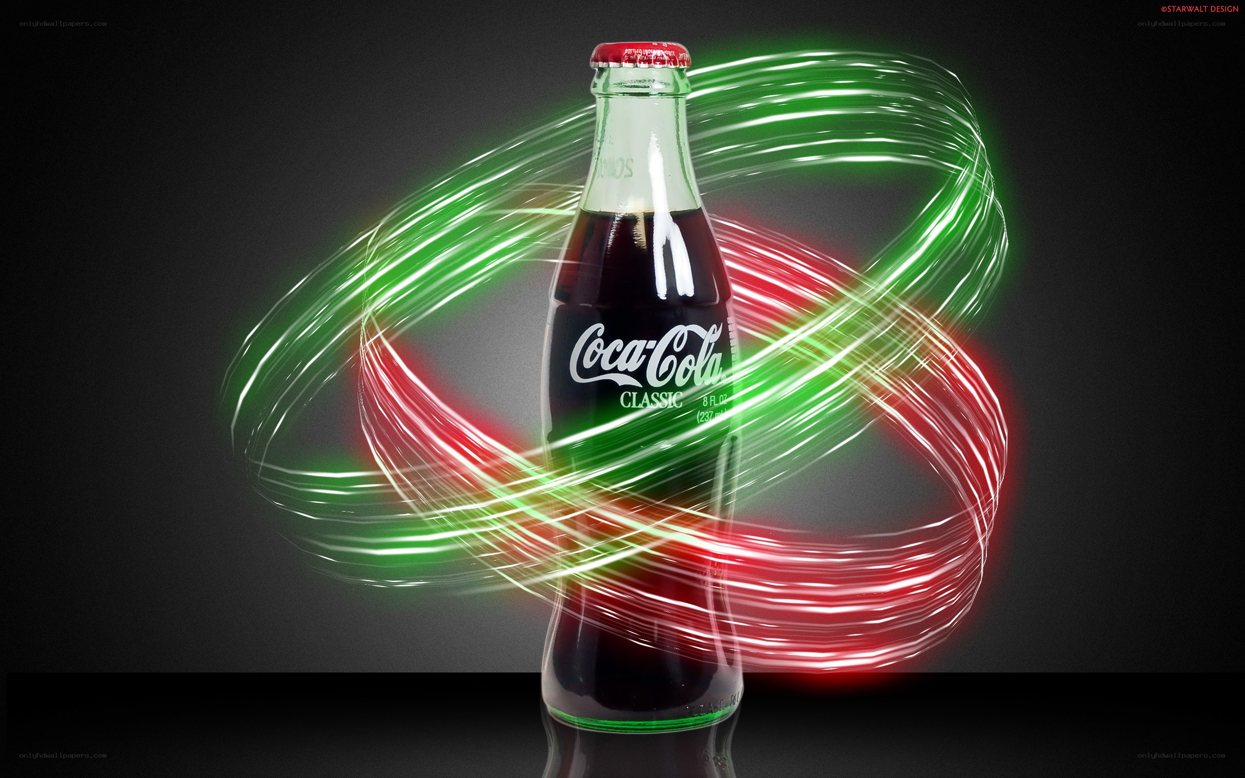 Coca-Cola bottle with light trails