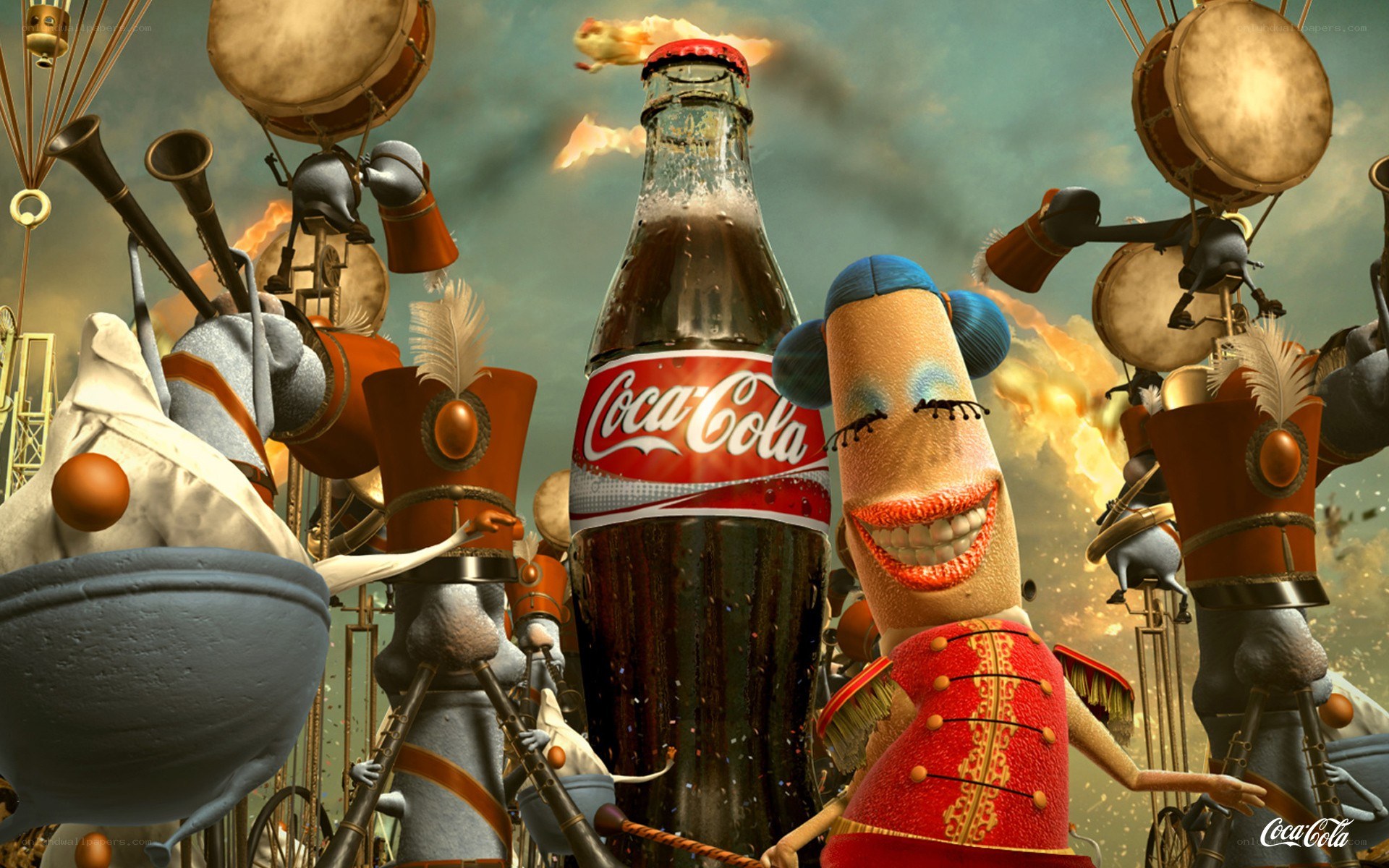 Coca-Cola bottle with marching band