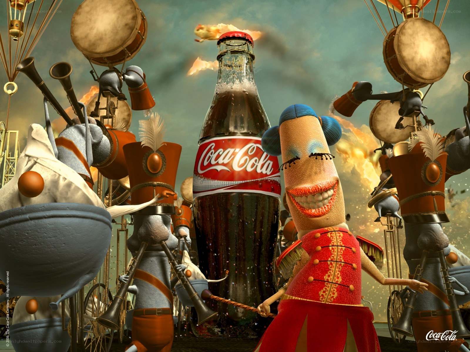 Coca-Cola bottle with marching band