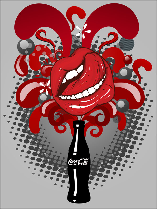 Coca-Cola bottle with red lips