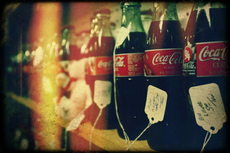 Coca-Cola bottles in a row