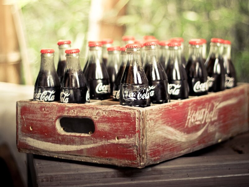 Coca-Cola Bottles in Crate — Red