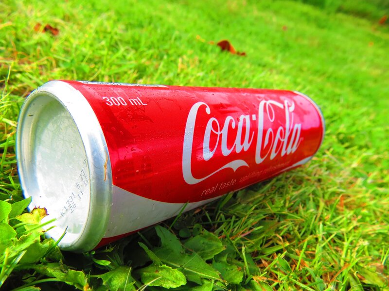 Coca-Cola Can on Grass — Red, Natural