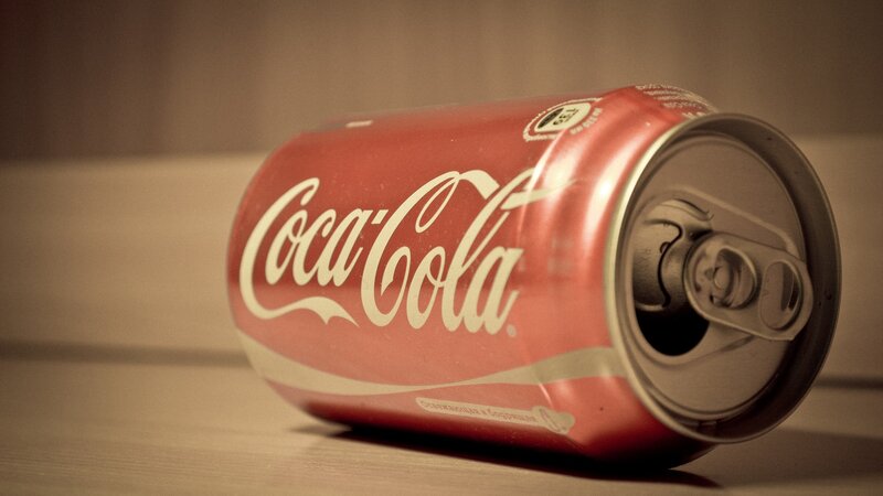 Coca-Cola can on table