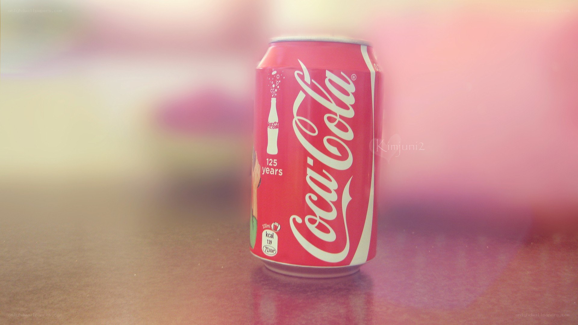 Coca-Cola can on table