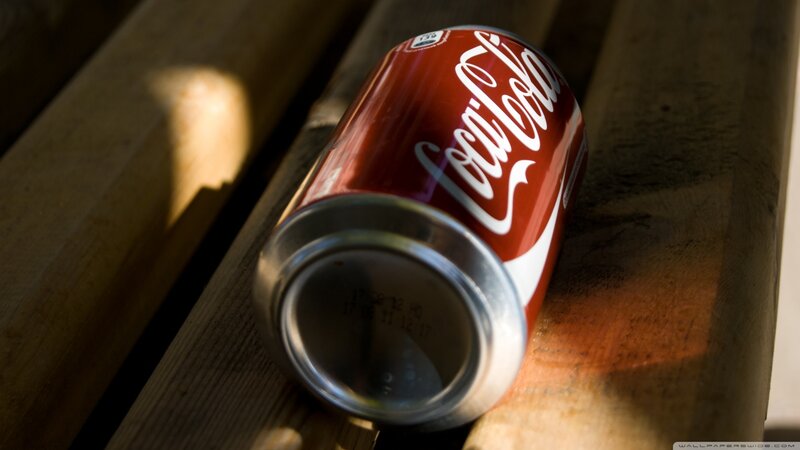 Coca-Cola Can on Wood — Red