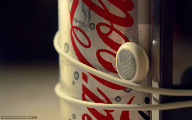 Coca-Cola can with earbuds