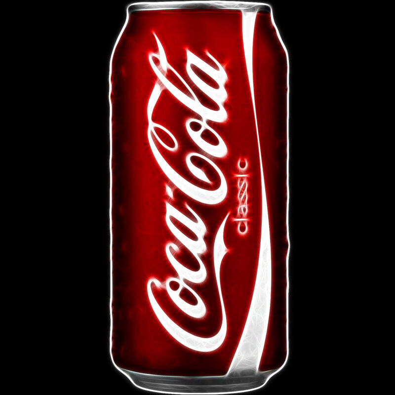 Coca-Cola can with glowing logo