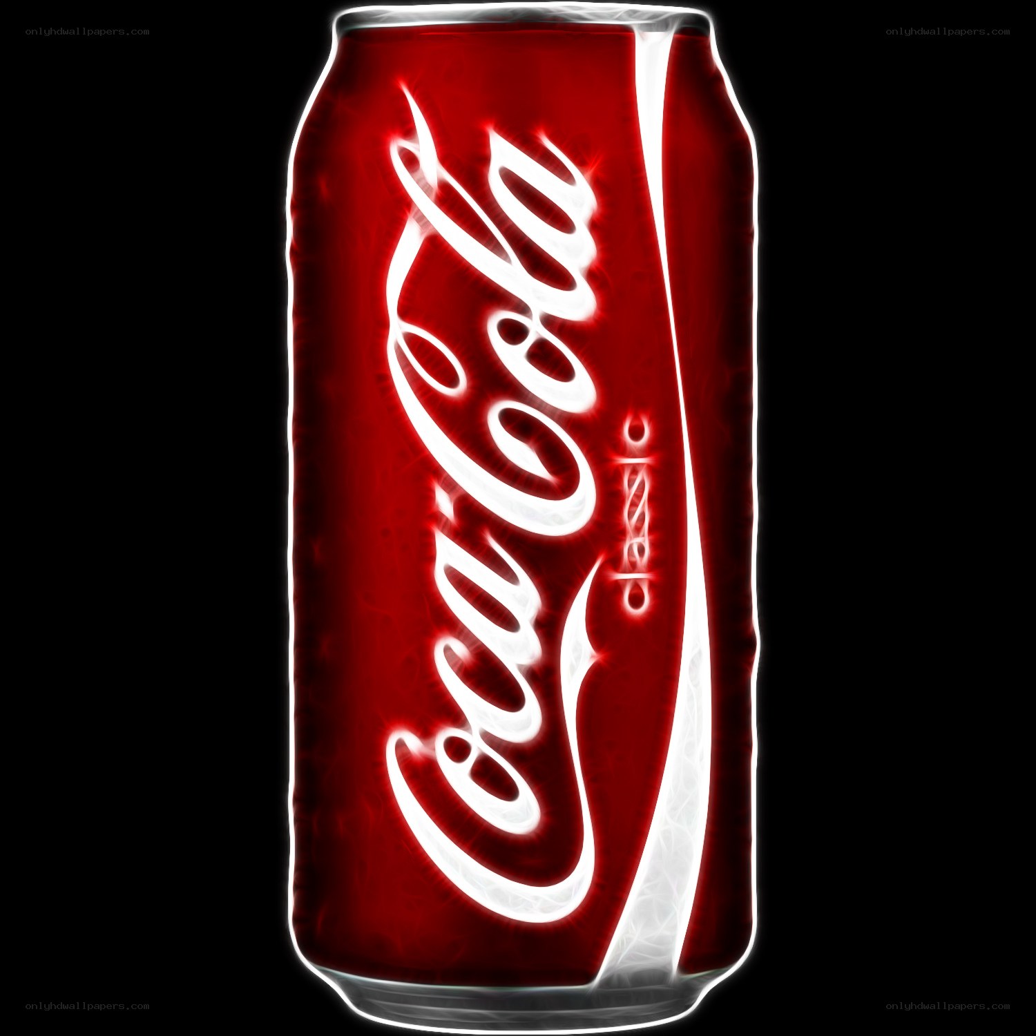 Coca-Cola can with glowing logo