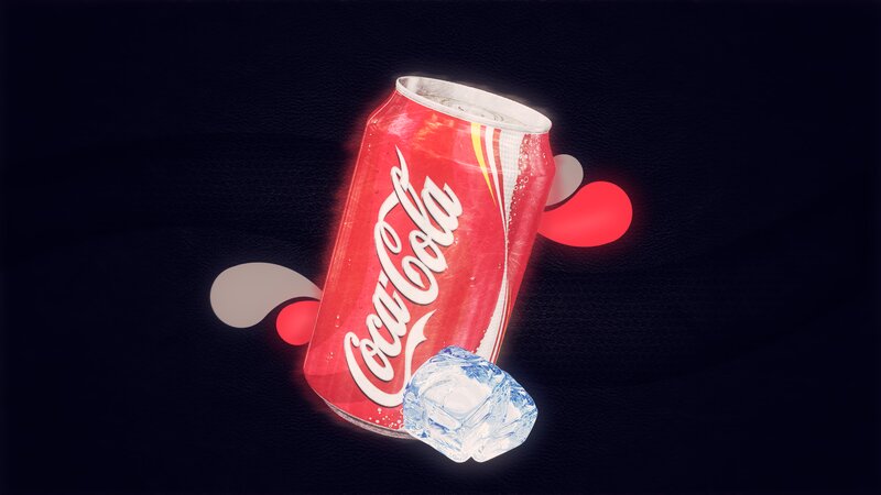 Coca-Cola Can with Ice — Red