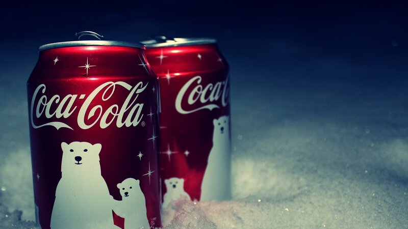 Coca-Cola Cans in Snow — Red, Dramatic, Winter