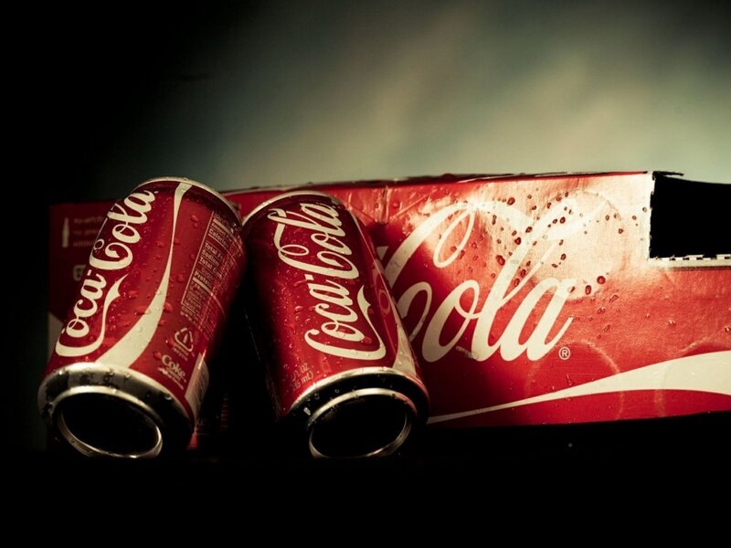 Coca-Cola Cans — Red, Dramatic, Photograph, Box