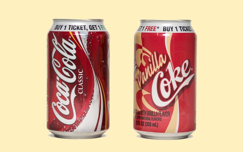 Coca-Cola Classic and Vanilla Coke cans