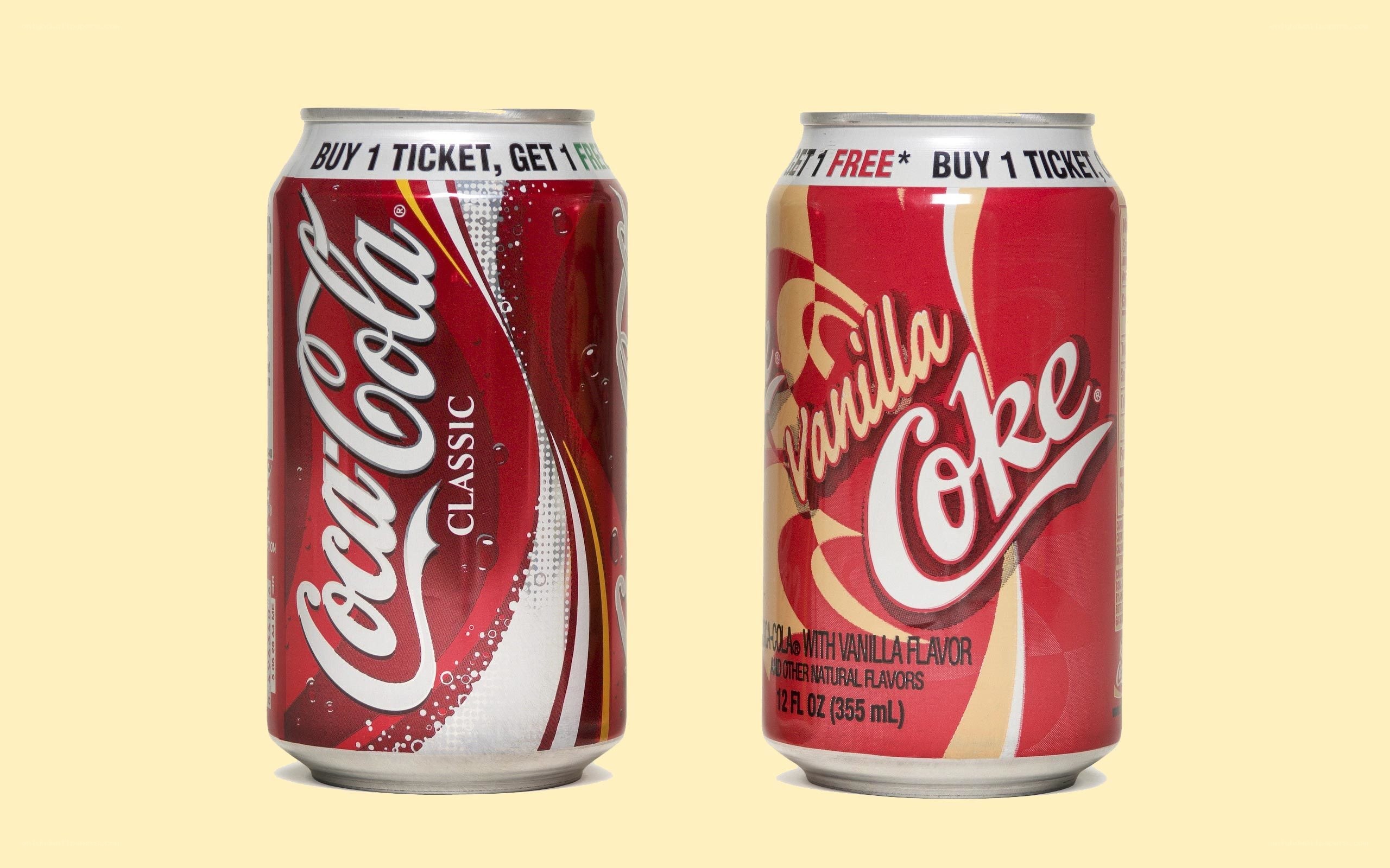 Coca-Cola Classic and Vanilla Coke cans