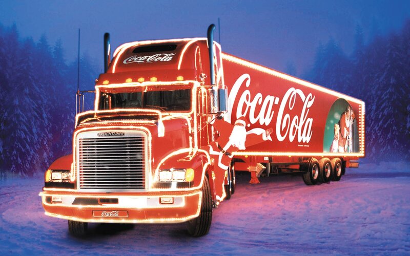 Coca-Cola delivery truck in snow