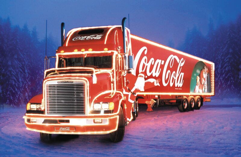 Coca-Cola delivery truck in winter