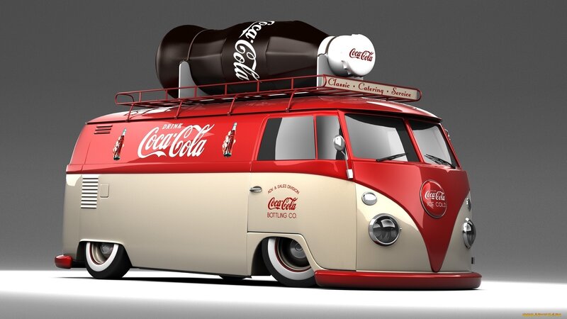 Coca-Cola Delivery Van — Red, Retro, 3d Render