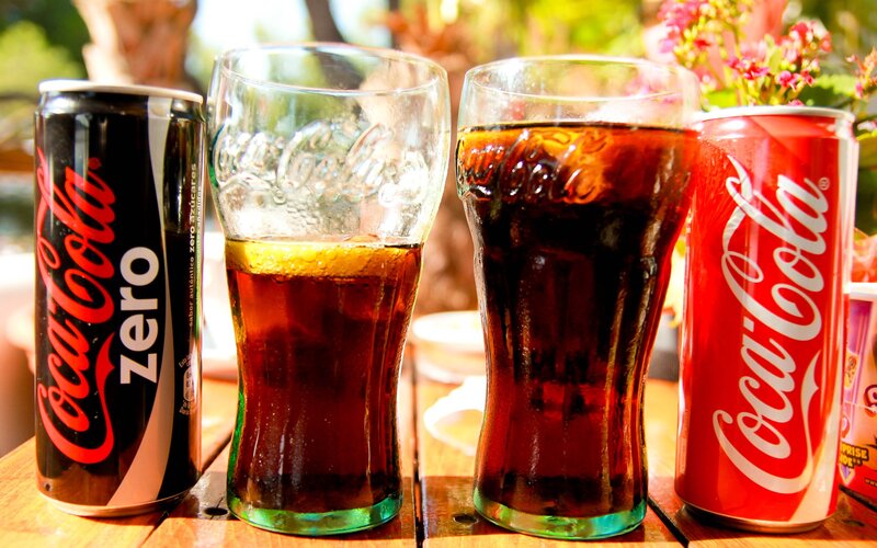 Coca-Cola drinks on a table