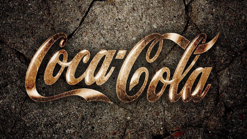 Coca-Cola Logo on Concrete — Brown, Dramatic