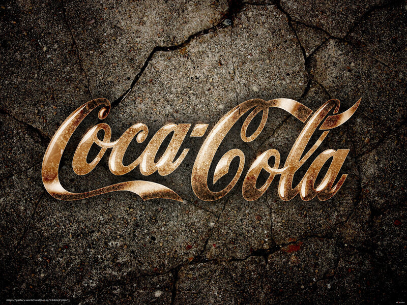 Coca-Cola Logo on Concrete — Brown, Gritty