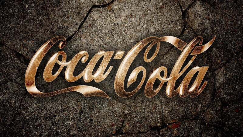 Coca-Cola logo on cracked concrete