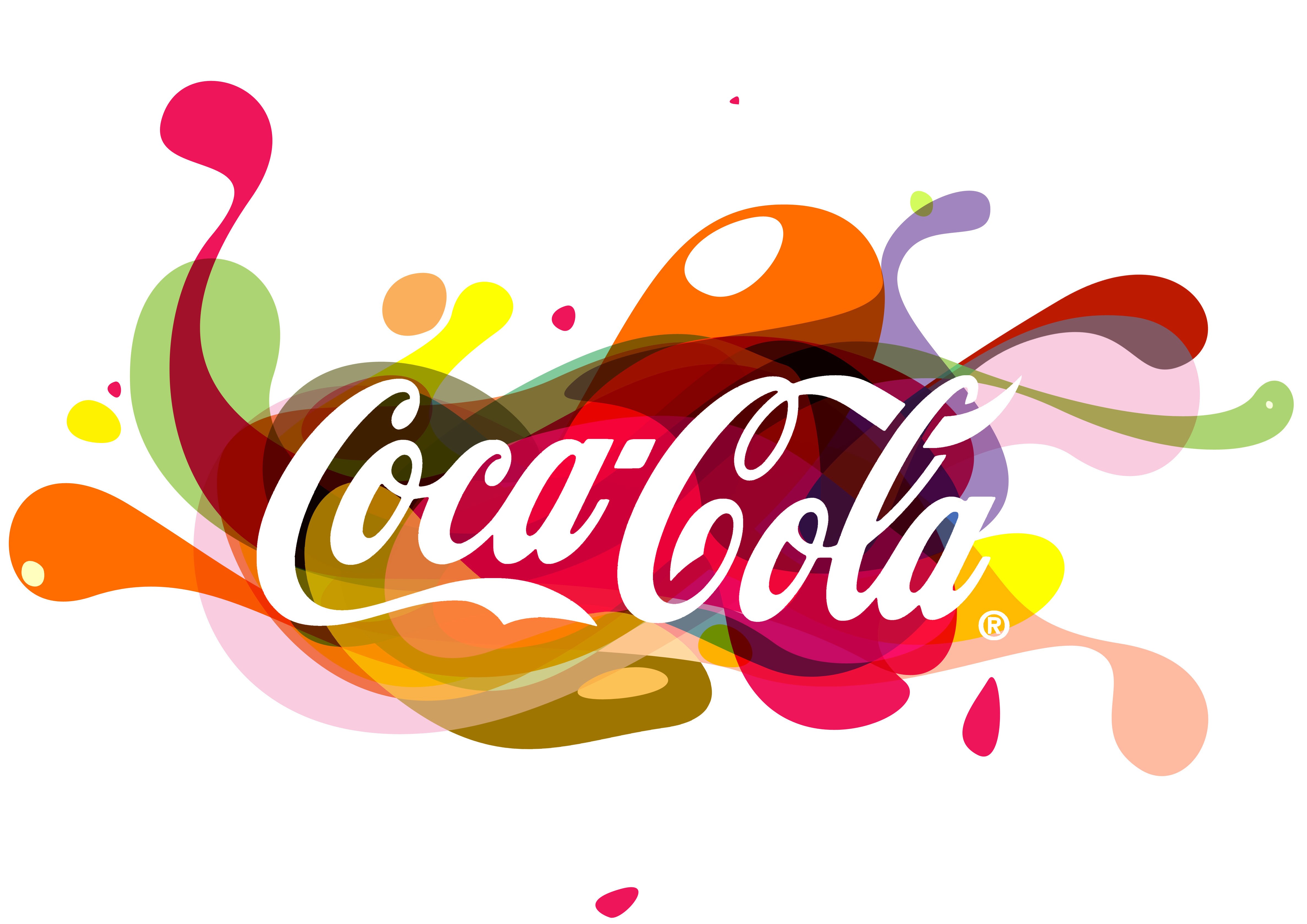 Coca-Cola logo with colorful splashes