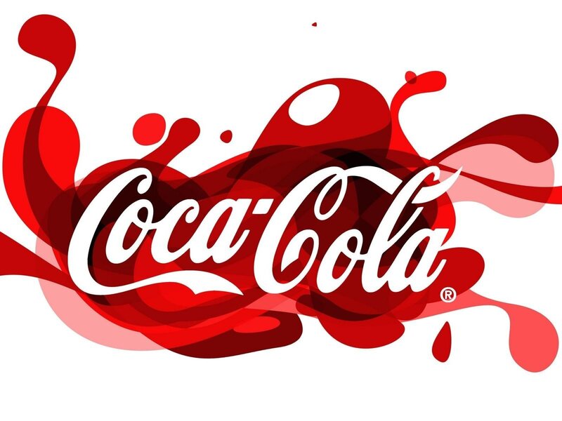 Coca-Cola logo with red splashes