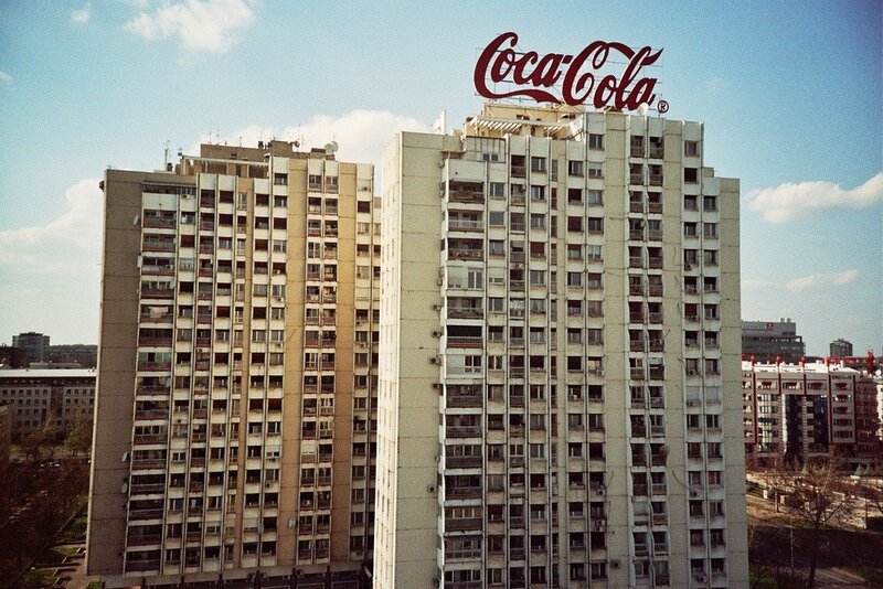 Coca-Cola sign on apartment building