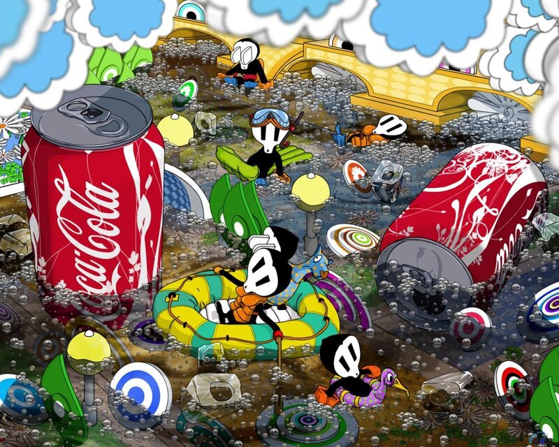 Coca-Cola themed cartoon chaos