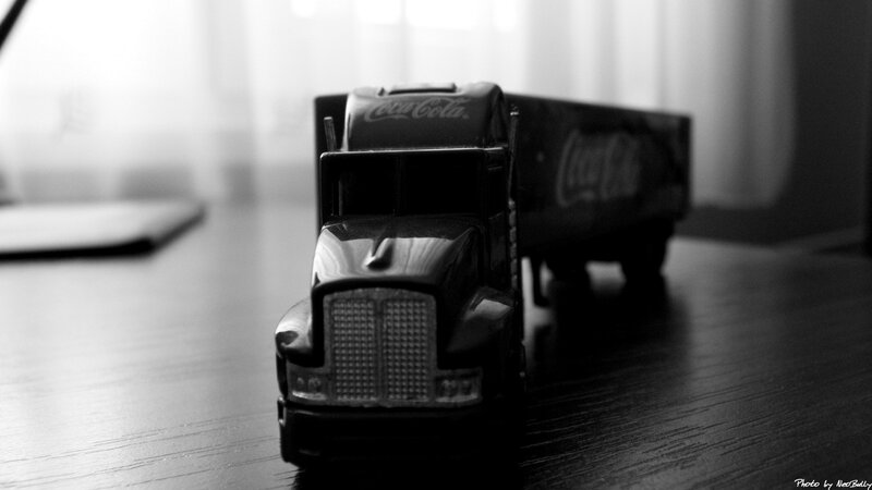 Coca-Cola toy truck on table