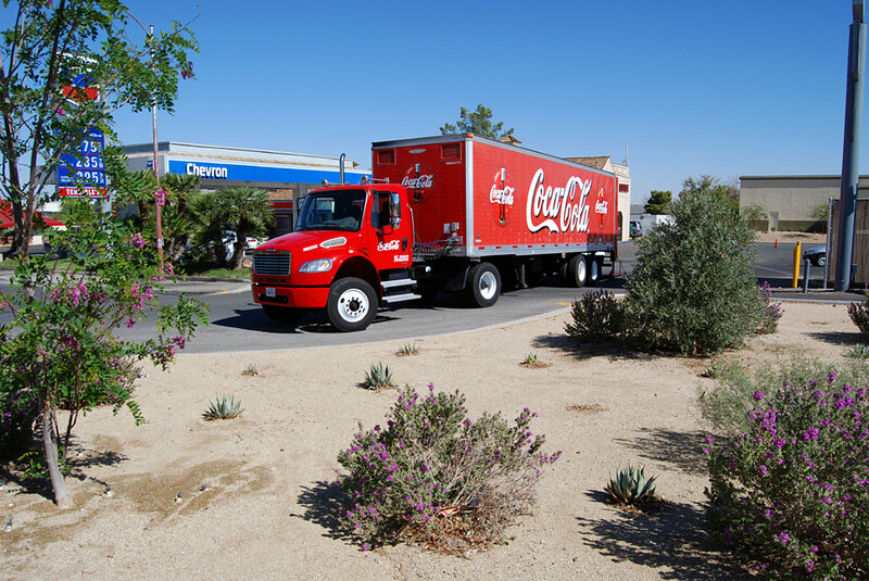 Coca-Cola truck at Chevron station