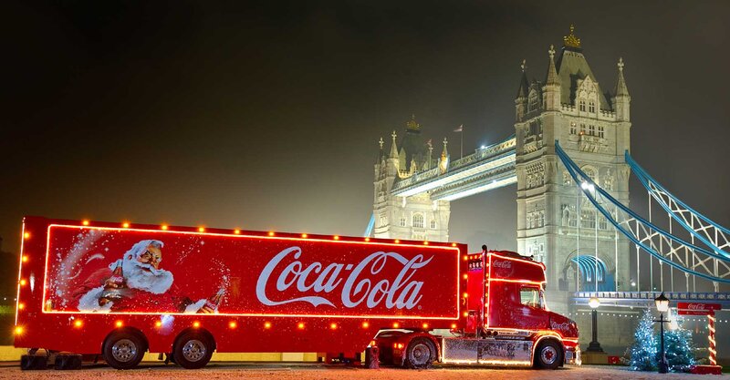 Coca-Cola Truck at Night — Red, Festive