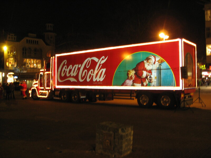 Coca-Cola Truck at Night — Red