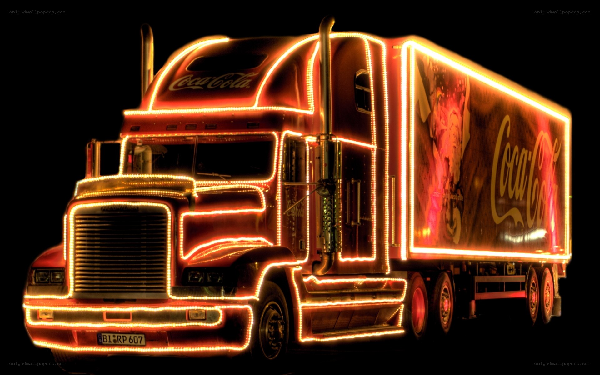 Coca-Cola truck with lights