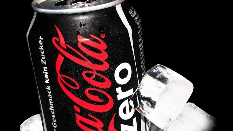 Coca-Cola Zero Can — Black, Dark, Photograph, Ice Cubes