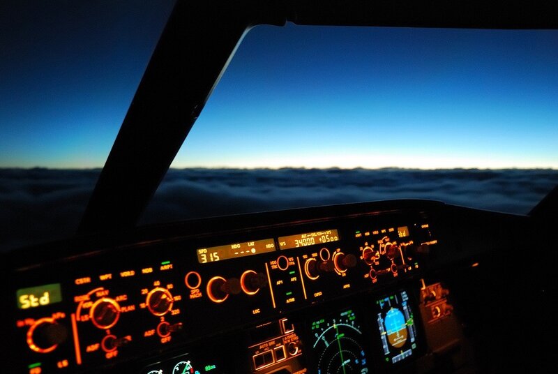 Cockpit view above the clouds