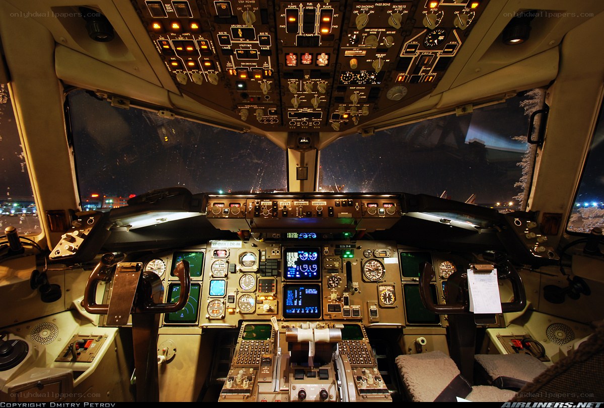 Cockpit view at night