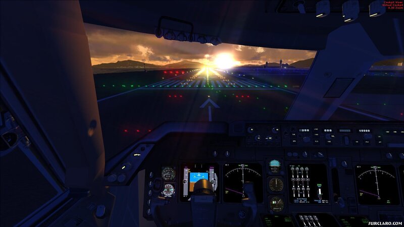 Cockpit view at sunset