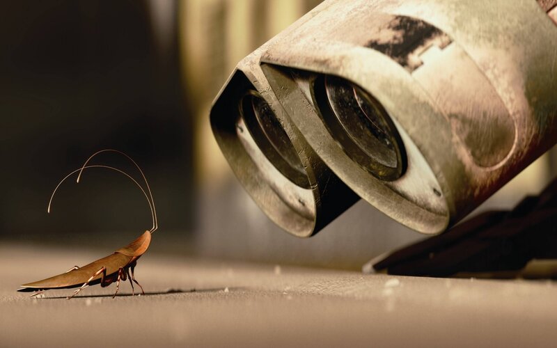 Cockroach and Robot — Brown, Curious, 3d Render