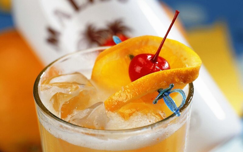 Cocktail with Cherry — Yellow