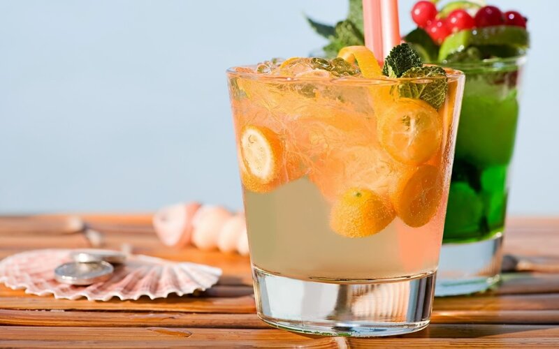 Cocktail with Fruit Garnish — Orange