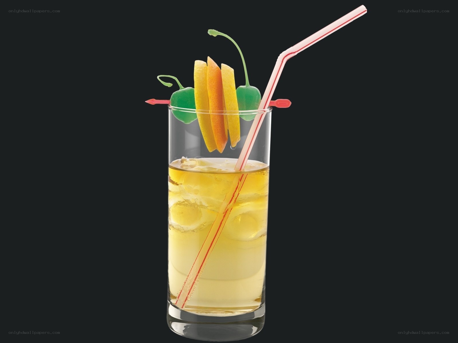 cocktail with fruit garnish