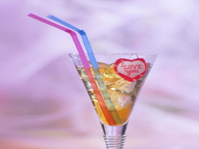 Cocktail with heart decoration